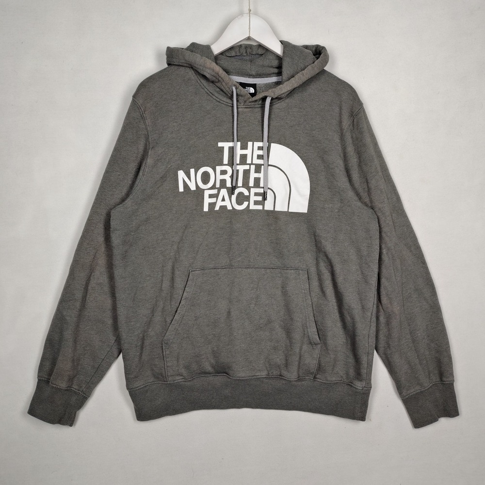 The North Face Mens Half Dome Pullover Hoodie Grey Size L Logo Sweatshirt